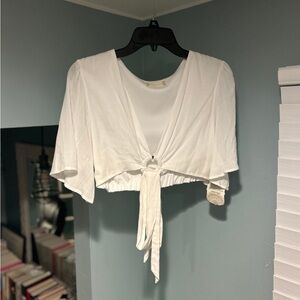 Altar'd State White Tie-Front Crop Top